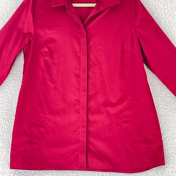 Chico's Solid‎ Red Button-Up Shirt Womens Long Sleeve Collared Size 12/14 Petite - Picture 4 of 14